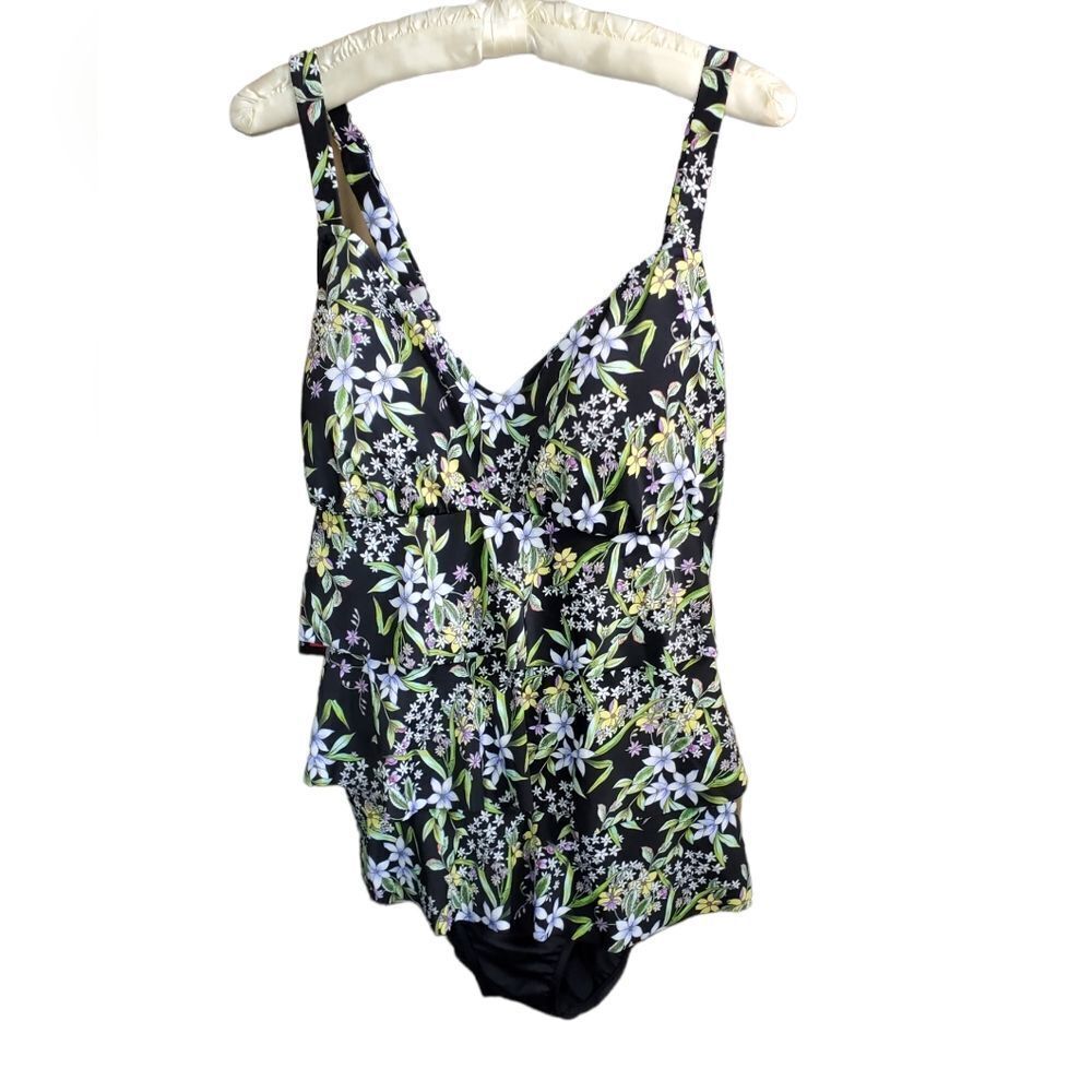 NEW SWIM SOLUTIONS ruffled one piece 18W